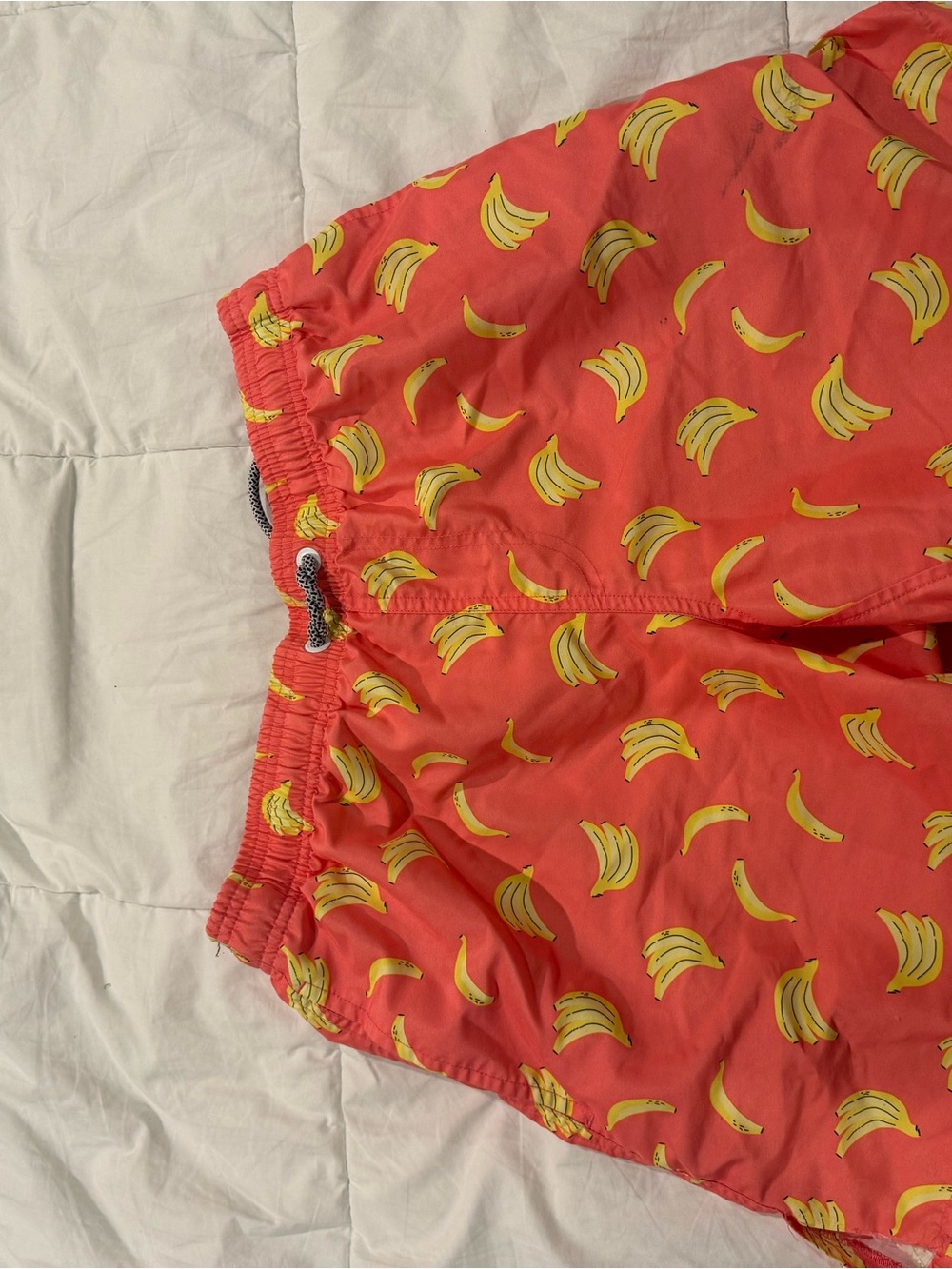 Men's Coral Banana-Print Swim Trunks
